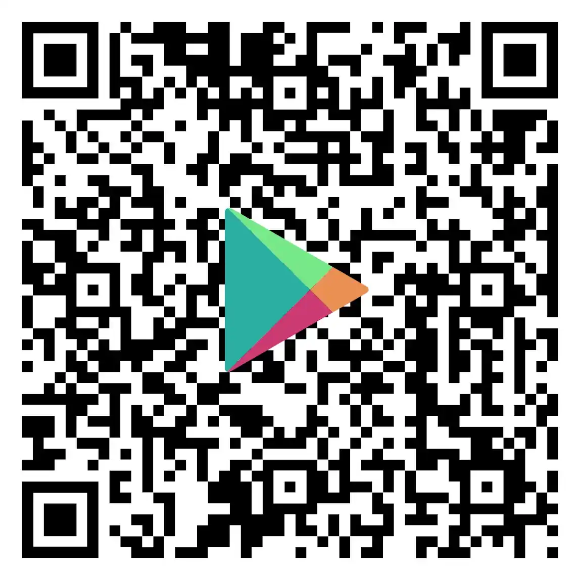 A QR code with a colorful triangular play button icon in the center, promoting access to the Winbox online casino. The QR code maintains its traditional black and white pixelated pattern designed for scanning.